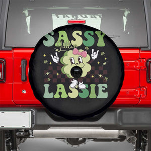 Funny St Patrick's Day Sassy Little Lassie Spare Tire Cover Retro Groovy Clover TS11 Black Print Your Wear