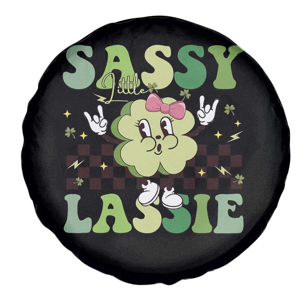 Funny St Patrick's Day Sassy Little Lassie Spare Tire Cover Retro Groovy Clover TS11 Print Your Wear