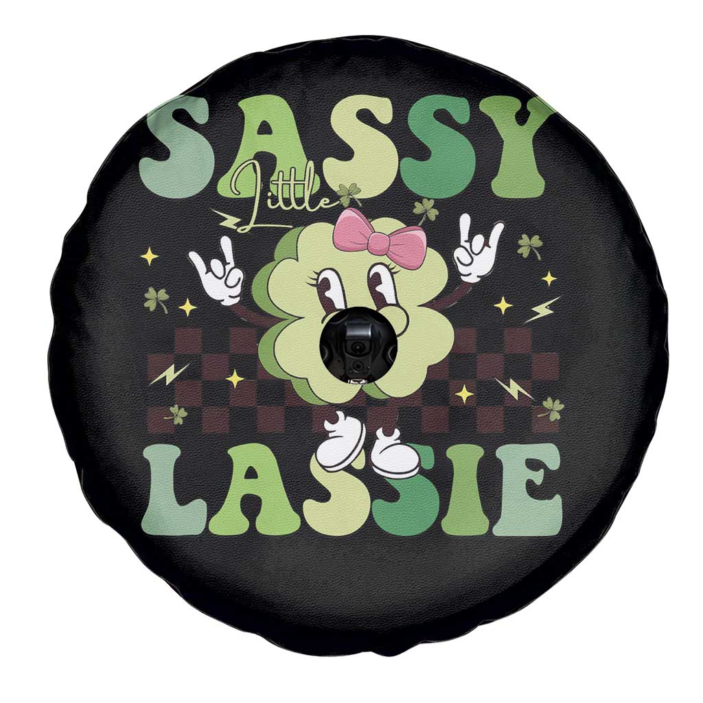 Funny St Patrick's Day Sassy Little Lassie Spare Tire Cover Retro Groovy Clover TS11 Print Your Wear