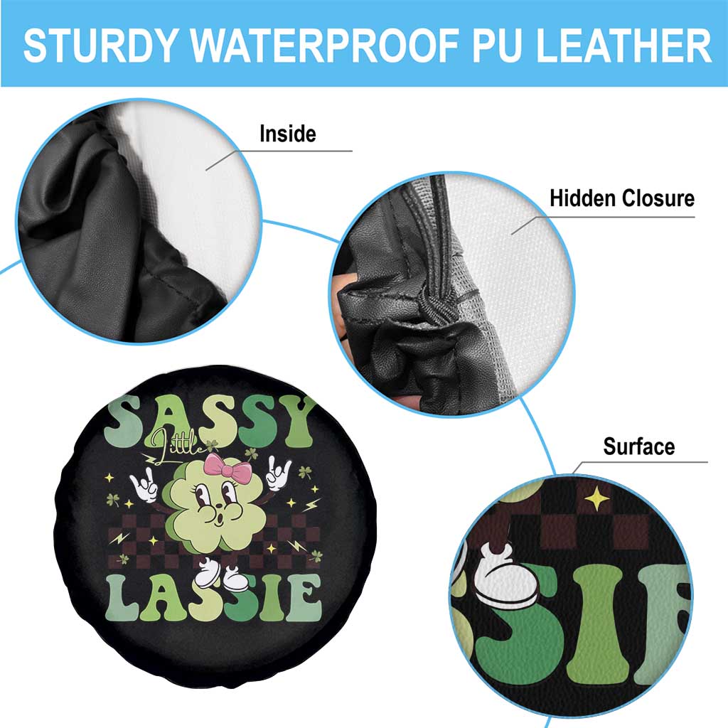 Funny St Patrick's Day Sassy Little Lassie Spare Tire Cover Retro Groovy Clover TS11 Print Your Wear