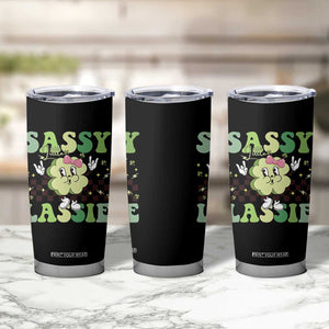Funny St Patrick's Day Sassy Little Lassie Tumbler Cup Retro Groovy Clover TS11 Print Your Wear