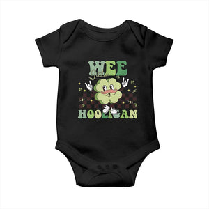Funny St Patrick's Day Wee Little Hooligan Baby Onesie Retro Groovy Clover TS11 Black Print Your Wear