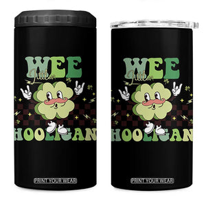 Funny St Patrick's Day Wee Little Hooligan 4 in 1 Can Cooler Tumbler Retro Groovy Clover TS11 One Size: 16 oz Black Print Your Wear