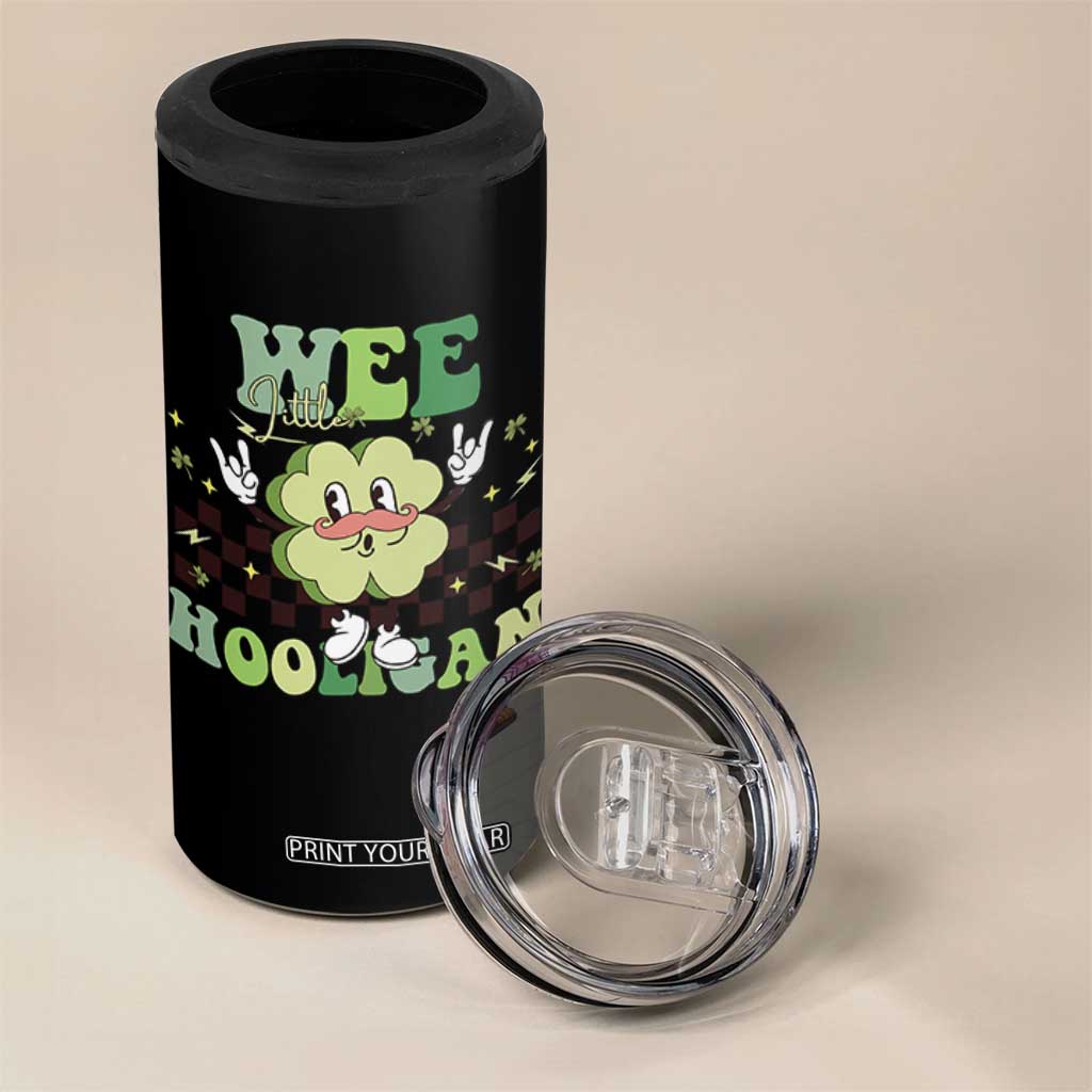 Funny St Patrick's Day Wee Little Hooligan 4 in 1 Can Cooler Tumbler Retro Groovy Clover TS11 Print Your Wear
