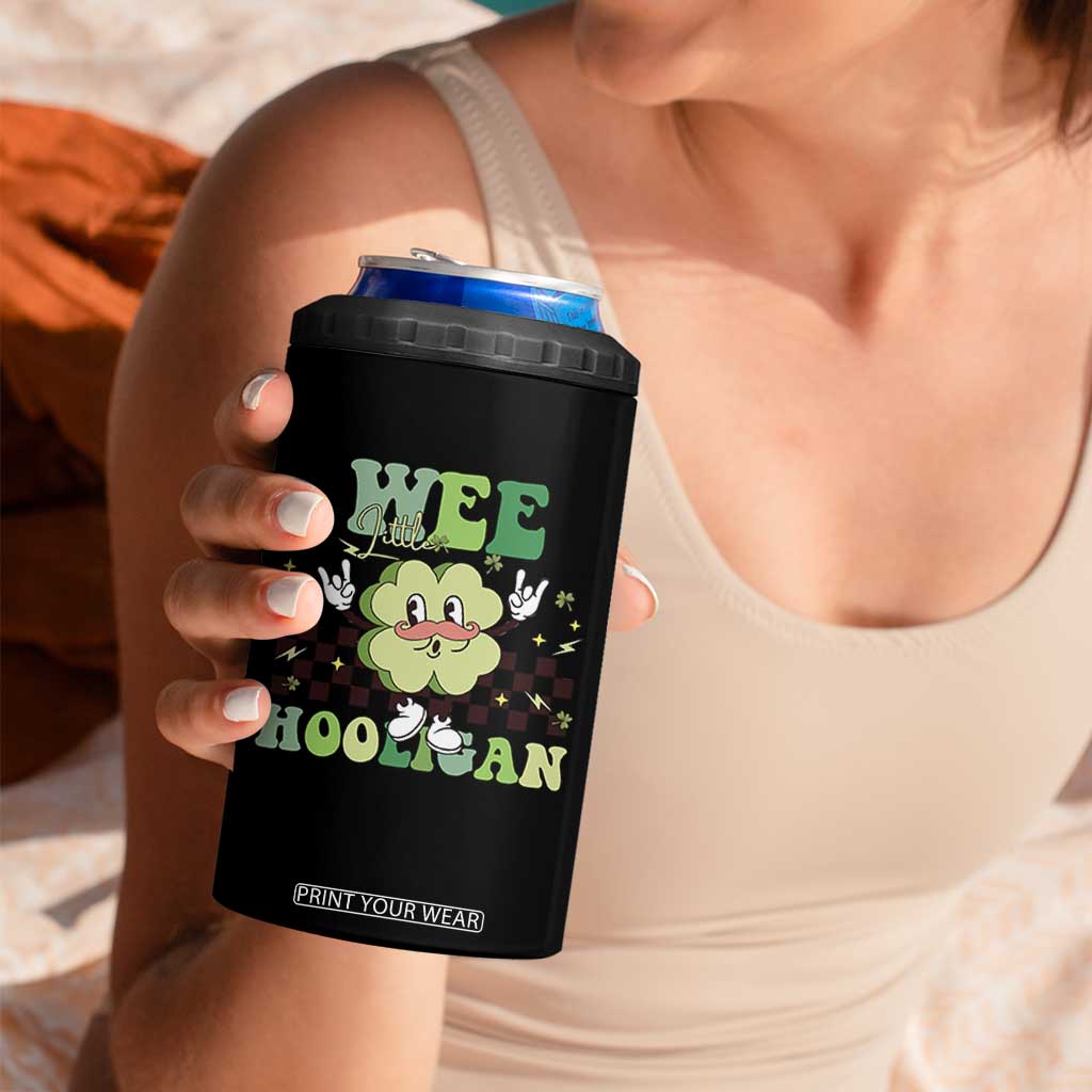 Funny St Patrick's Day Wee Little Hooligan 4 in 1 Can Cooler Tumbler Retro Groovy Clover TS11 Print Your Wear