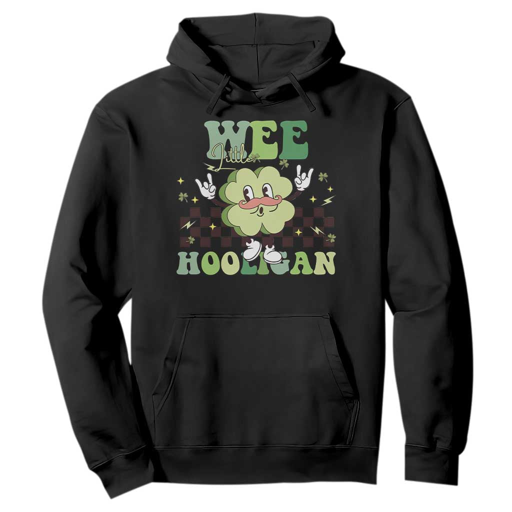 Funny St Patrick's Day Wee Little Hooligan Hoodie Retro Groovy Clover TS11 Black Print Your Wear