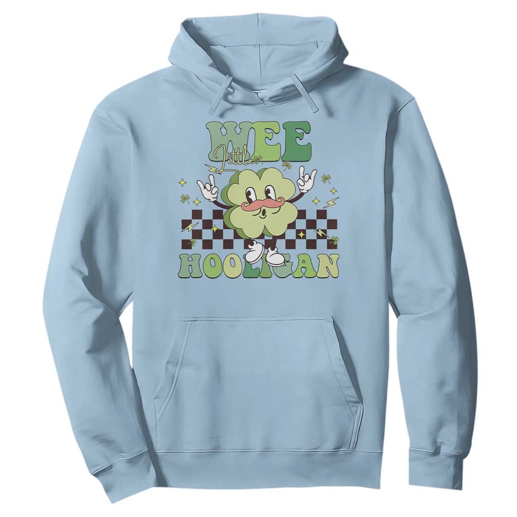Funny St Patrick's Day Wee Little Hooligan Hoodie Retro Groovy Clover TS11 Light Blue Print Your Wear