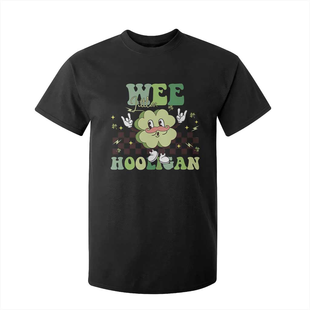 Funny St Patrick's Day Wee Little Hooligan T Shirt For Kid Retro Groovy Clover TS11 Black Print Your Wear