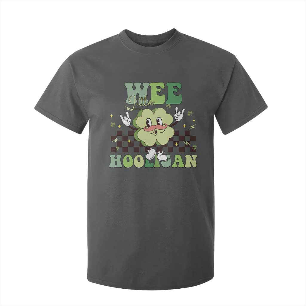 Funny St Patrick's Day Wee Little Hooligan T Shirt For Kid Retro Groovy Clover TS11 Dark Heather Print Your Wear
