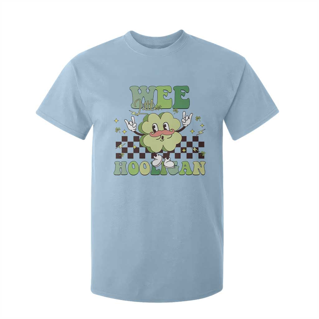 Funny St Patrick's Day Wee Little Hooligan T Shirt For Kid Retro Groovy Clover TS11 Light Blue Print Your Wear