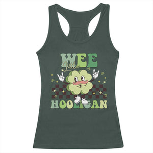 Funny St Patrick's Day Wee Little Hooligan Racerback Tank Top Retro Groovy Clover TS11 Dark Forest Green Print Your Wear