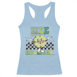 Funny St Patrick's Day Wee Little Hooligan Racerback Tank Top Retro Groovy Clover TS11 Light Blue Print Your Wear