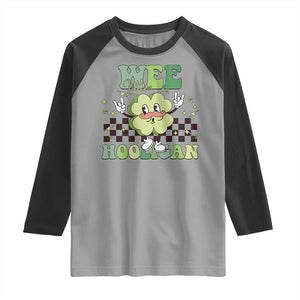 Funny St Patrick's Day Wee Little Hooligan Raglan Shirt Retro Groovy Clover TS11 Sport Gray Black Print Your Wear