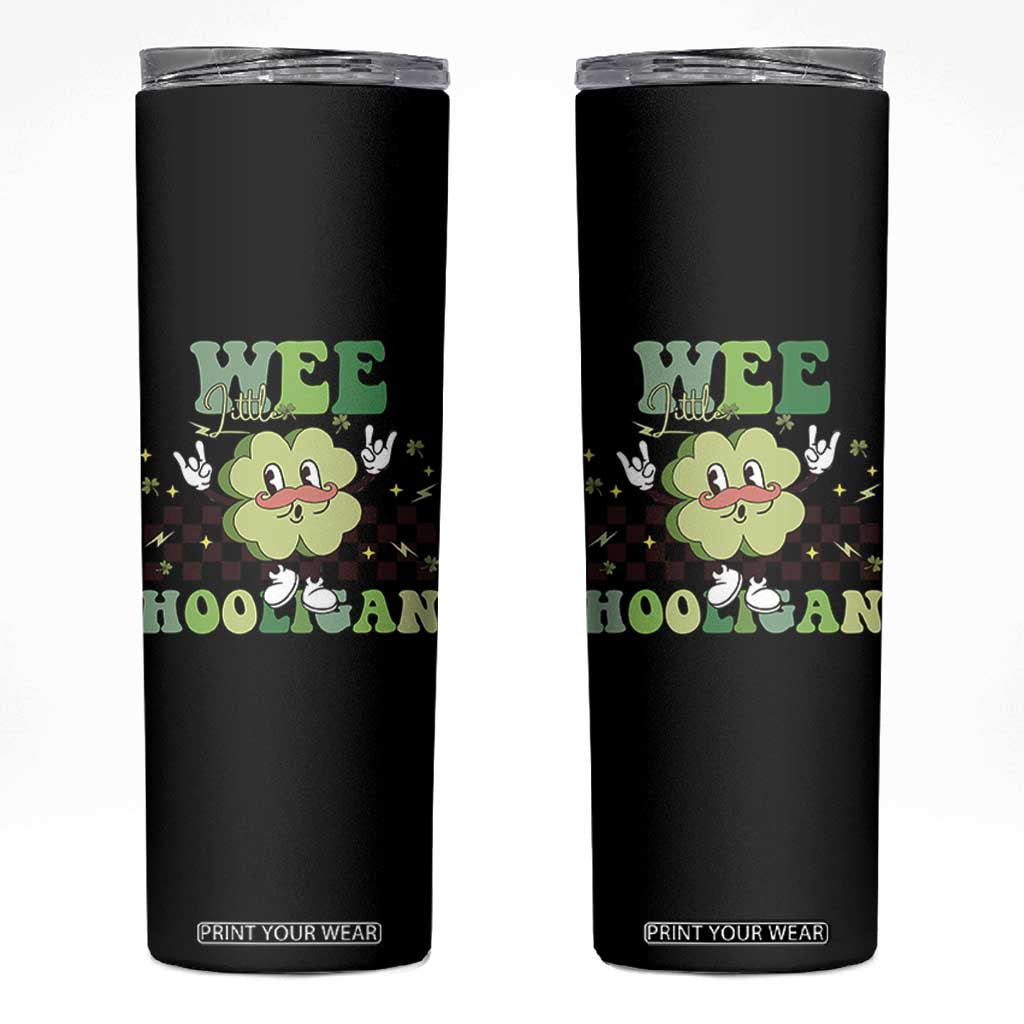 Funny St Patrick's Day Wee Little Hooligan Skinny Tumbler Retro Groovy Clover TS11 Black Print Your Wear