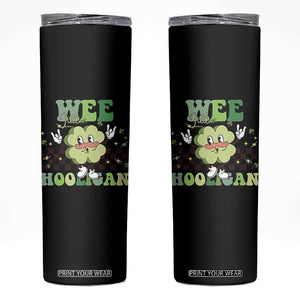 Funny St Patrick's Day Wee Little Hooligan Skinny Tumbler Retro Groovy Clover TS11 Black Print Your Wear