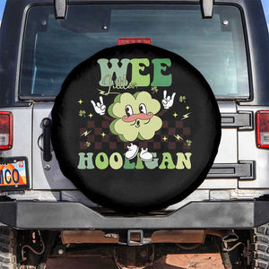 Funny St Patrick's Day Wee Little Hooligan Spare Tire Cover Retro Groovy Clover TS11 No hole Black Print Your Wear