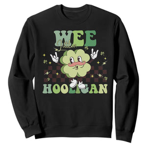 Funny St Patrick's Day Wee Little Hooligan Sweatshirt Retro Groovy Clover TS11 Black Print Your Wear