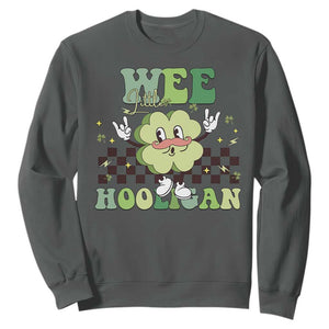 Funny St Patrick's Day Wee Little Hooligan Sweatshirt Retro Groovy Clover TS11 Dark Heather Print Your Wear