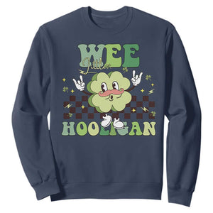 Funny St Patrick's Day Wee Little Hooligan Sweatshirt Retro Groovy Clover TS11 Navy Print Your Wear