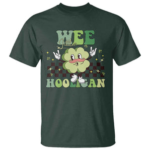 Funny St Patrick's Day Wee Little Hooligan T Shirt Retro Groovy Clover TS11 Dark Forest Green Print Your Wear