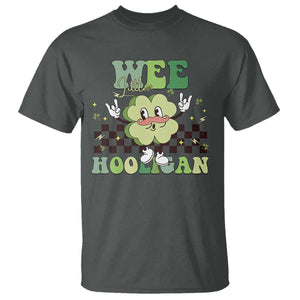 Funny St Patrick's Day Wee Little Hooligan T Shirt Retro Groovy Clover TS11 Dark Heather Print Your Wear