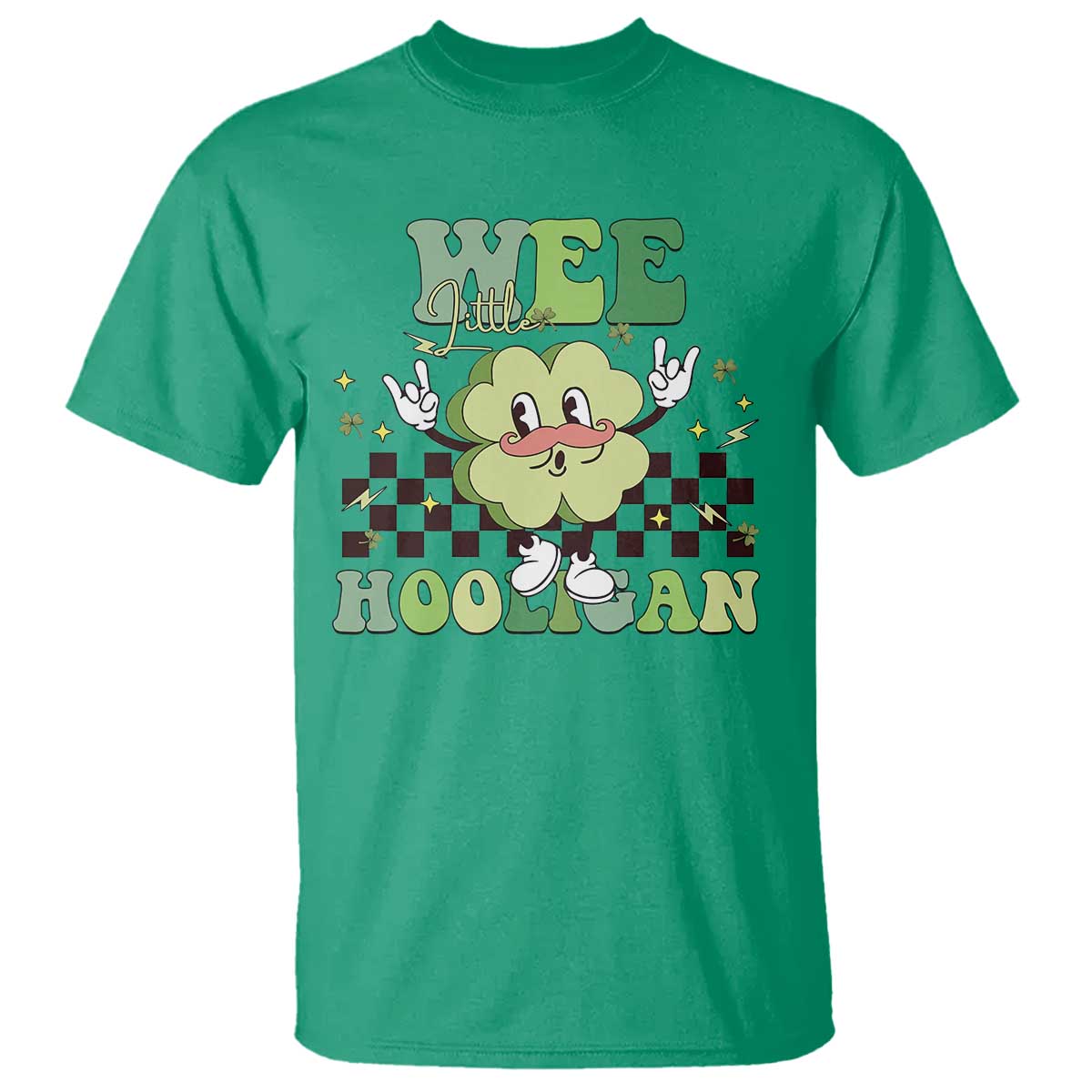 Funny St Patrick's Day Wee Little Hooligan T Shirt Retro Groovy Clover TS11 Irish Green Print Your Wear