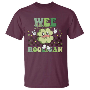 Funny St Patrick's Day Wee Little Hooligan T Shirt Retro Groovy Clover TS11 Maroon Print Your Wear