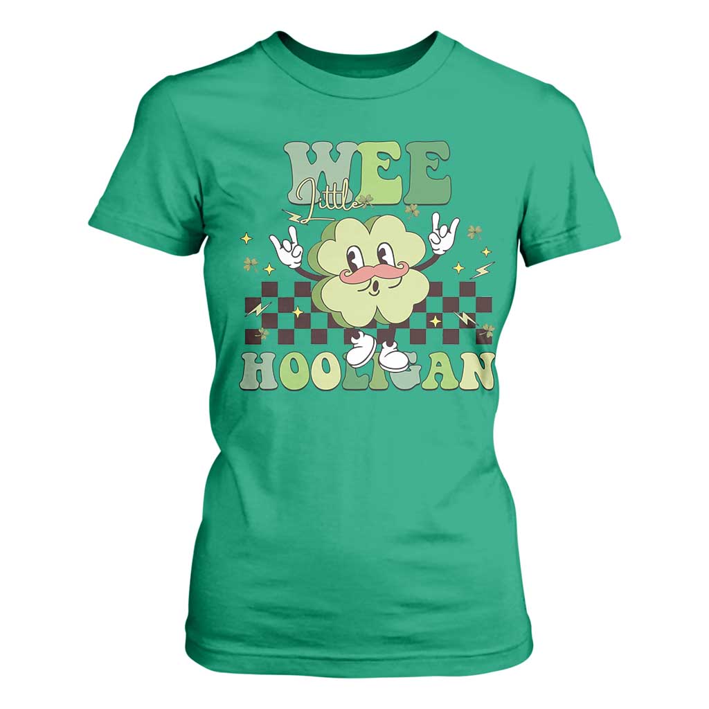 Funny St Patrick's Day Wee Little Hooligan T Shirt For Women Retro Groovy Clover TS11 Irish Green Print Your Wear
