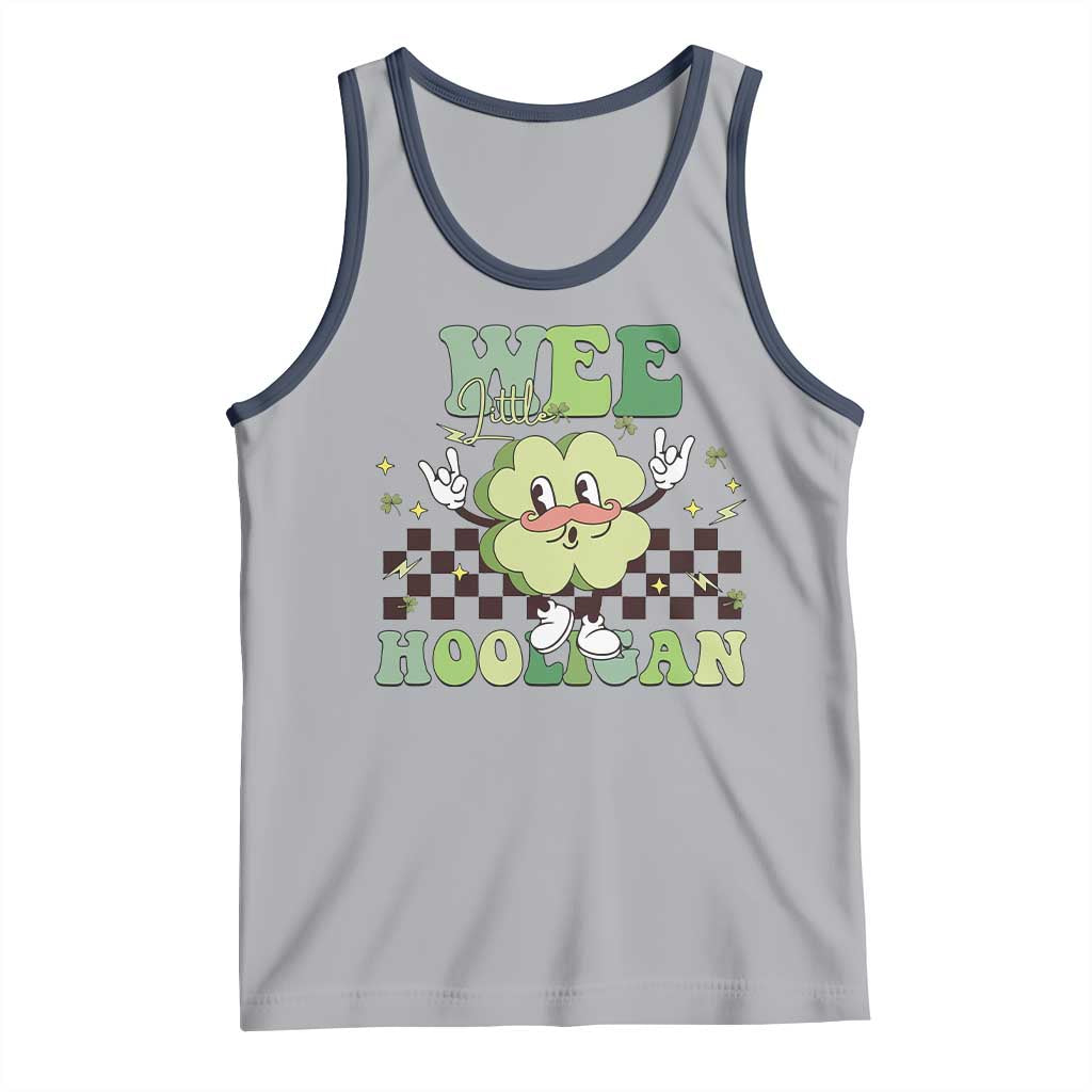 Funny St Patrick's Day Wee Little Hooligan Tank Top Retro Groovy Clover TS11 Athletic Heather Navy Print Your Wear
