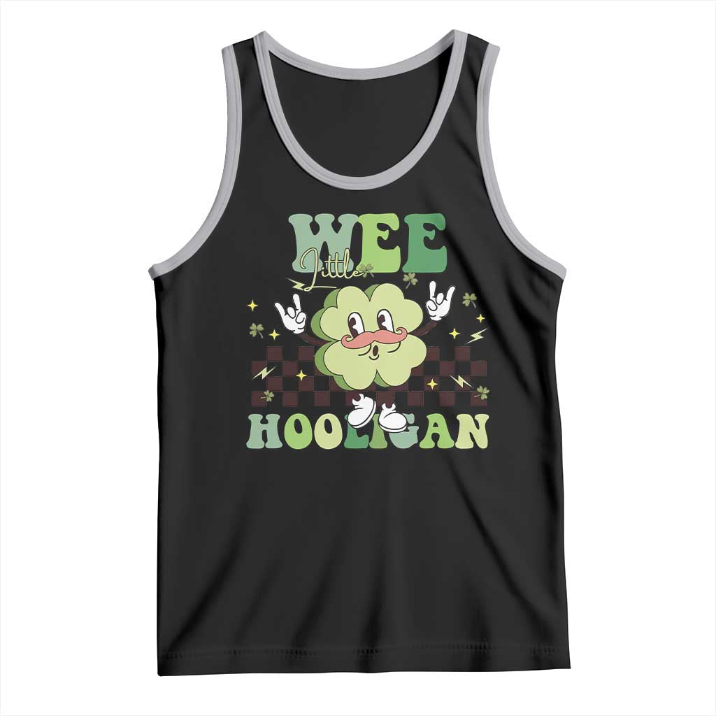 Funny St Patrick's Day Wee Little Hooligan Tank Top Retro Groovy Clover TS11 Black Athletic Heather Print Your Wear