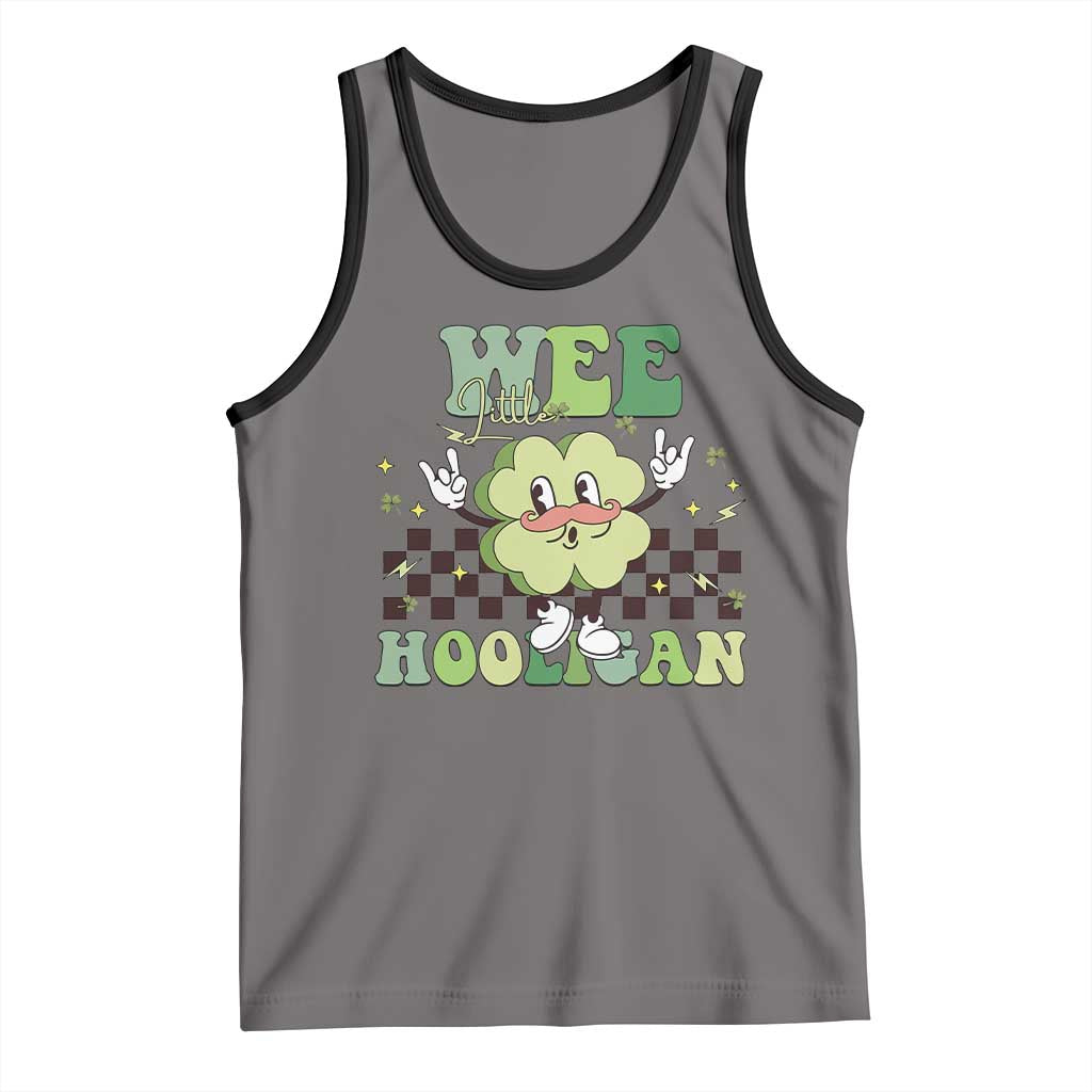 Funny St Patrick's Day Wee Little Hooligan Tank Top Retro Groovy Clover TS11 Deep Heather Black Print Your Wear