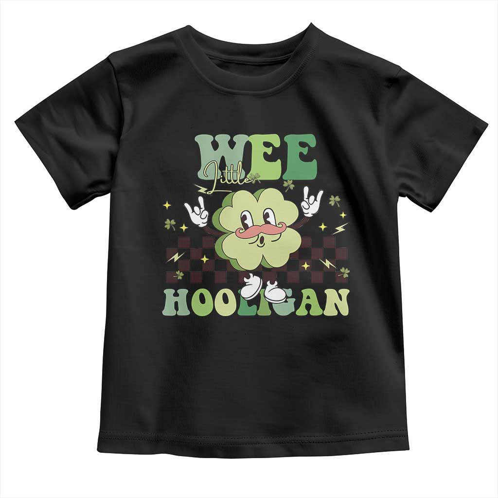 Funny St Patrick's Day Wee Little Hooligan Toddler T Shirt Retro Groovy Clover TS11 Black Print Your Wear