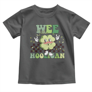 Funny St Patrick's Day Wee Little Hooligan Toddler T Shirt Retro Groovy Clover TS11 Dark Heather Print Your Wear