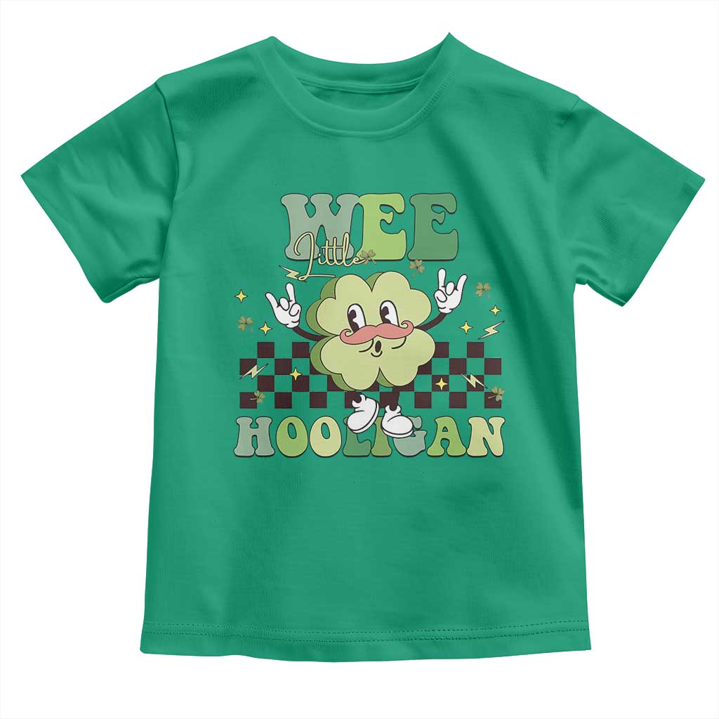 Funny St Patrick's Day Wee Little Hooligan Toddler T Shirt Retro Groovy Clover TS11 Irish Green Print Your Wear