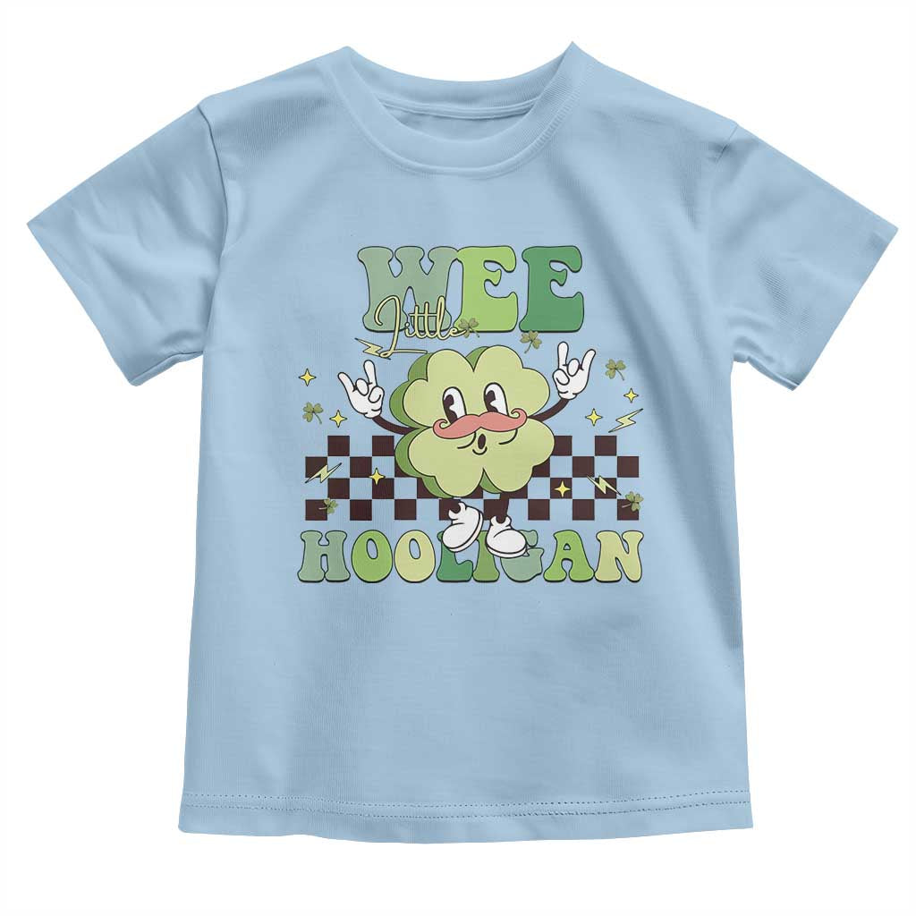 Funny St Patrick's Day Wee Little Hooligan Toddler T Shirt Retro Groovy Clover TS11 Light Blue Print Your Wear