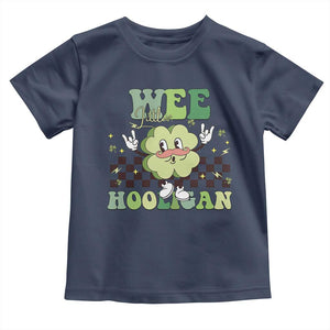 Funny St Patrick's Day Wee Little Hooligan Toddler T Shirt Retro Groovy Clover TS11 Navy Print Your Wear