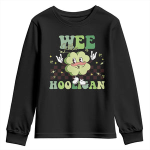 Funny St Patrick's Day Wee Little Hooligan Youth Sweatshirt Retro Groovy Clover TS11 Black Print Your Wear