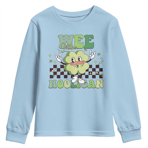 Funny St Patrick's Day Wee Little Hooligan Youth Sweatshirt Retro Groovy Clover TS11 Light Blue Print Your Wear