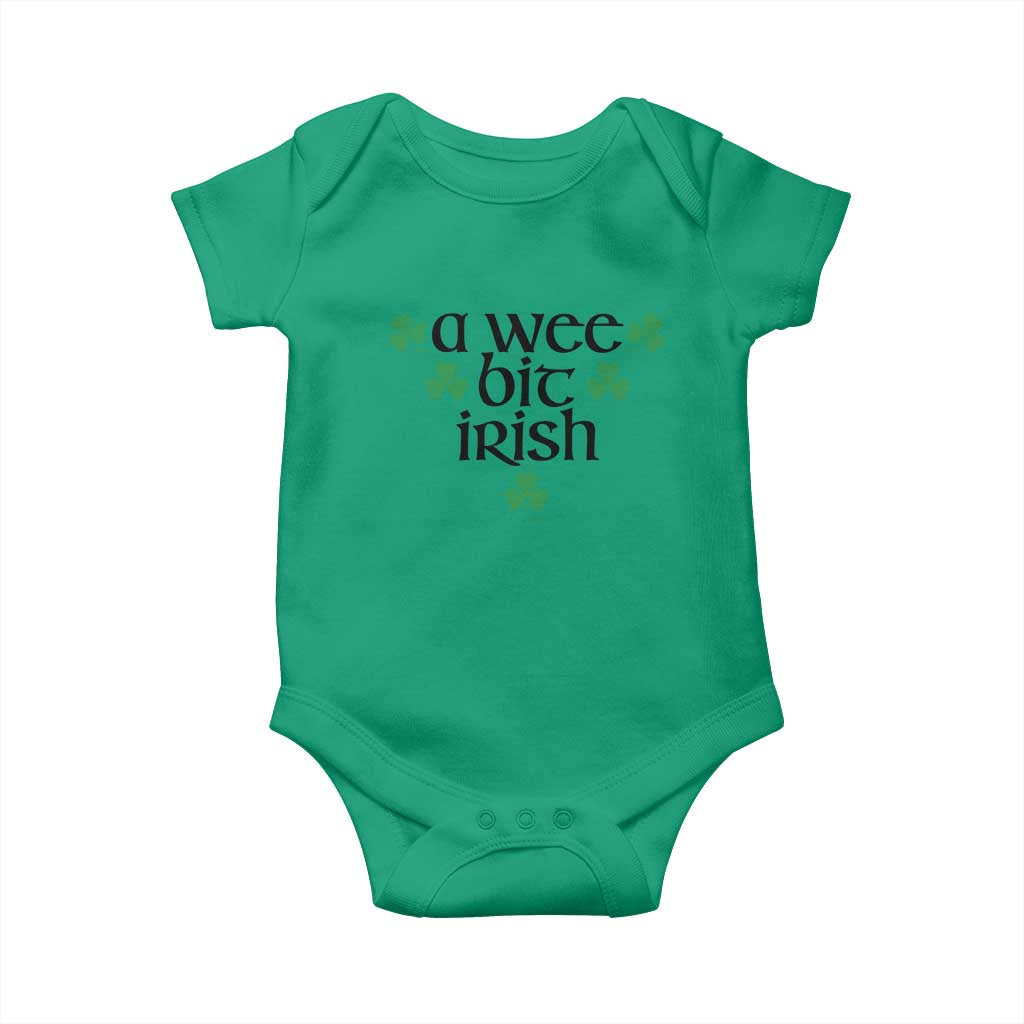Funny Irish Heritage Baby Onesie A Wee Bit Irish St Patrick's Day Shamrock TS11 Irish Green Print Your Wear