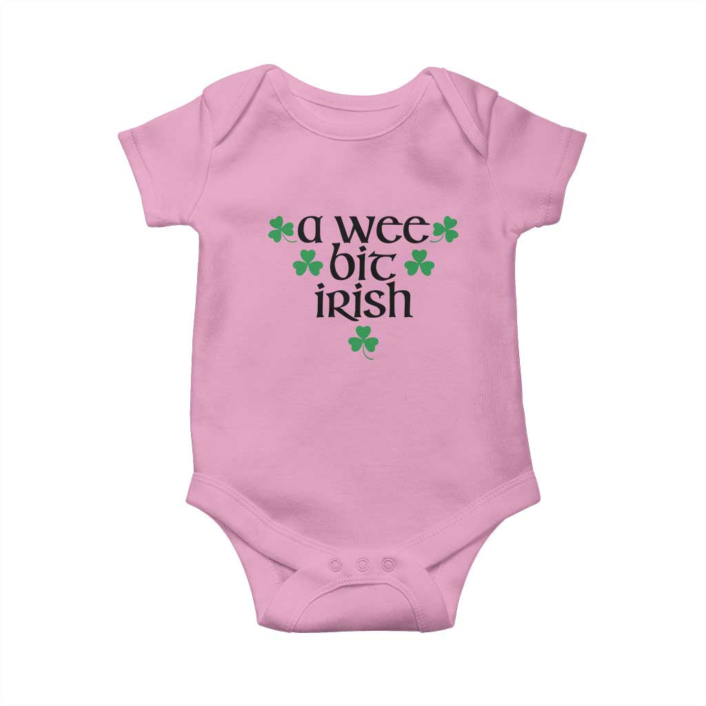 Funny Irish Heritage Baby Onesie A Wee Bit Irish St Patrick's Day Shamrock TS11 Light Pink Print Your Wear
