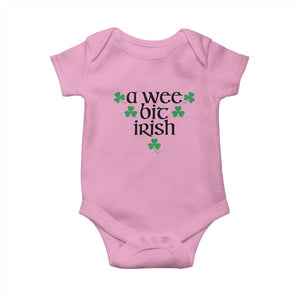 Funny Irish Heritage Baby Onesie A Wee Bit Irish St Patrick's Day Shamrock TS11 Light Pink Print Your Wear