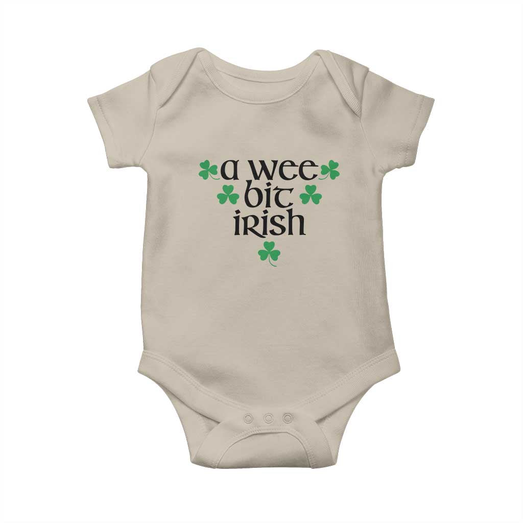 Funny Irish Heritage Baby Onesie A Wee Bit Irish St Patrick's Day Shamrock TS11 Sand Print Your Wear