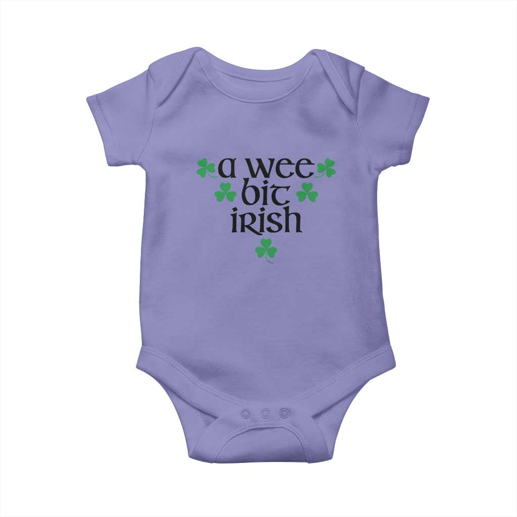 Funny Irish Heritage Baby Onesie A Wee Bit Irish St Patrick's Day Shamrock TS11 Violet Print Your Wear