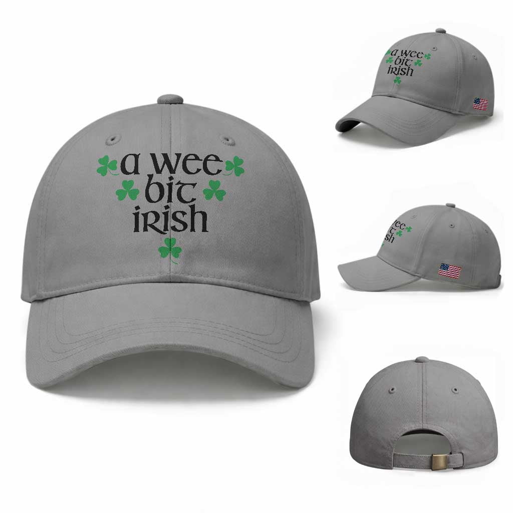 Funny Irish Heritage Baseball Cap A Wee Bit Irish St Patrick's Day Shamrock TS11 Baseball Cap Universal Fit Sport Gray Print Your Wear