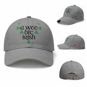 Funny Irish Heritage Baseball Cap A Wee Bit Irish St Patrick's Day Shamrock TS11 Baseball Cap Universal Fit Sport Gray Print Your Wear