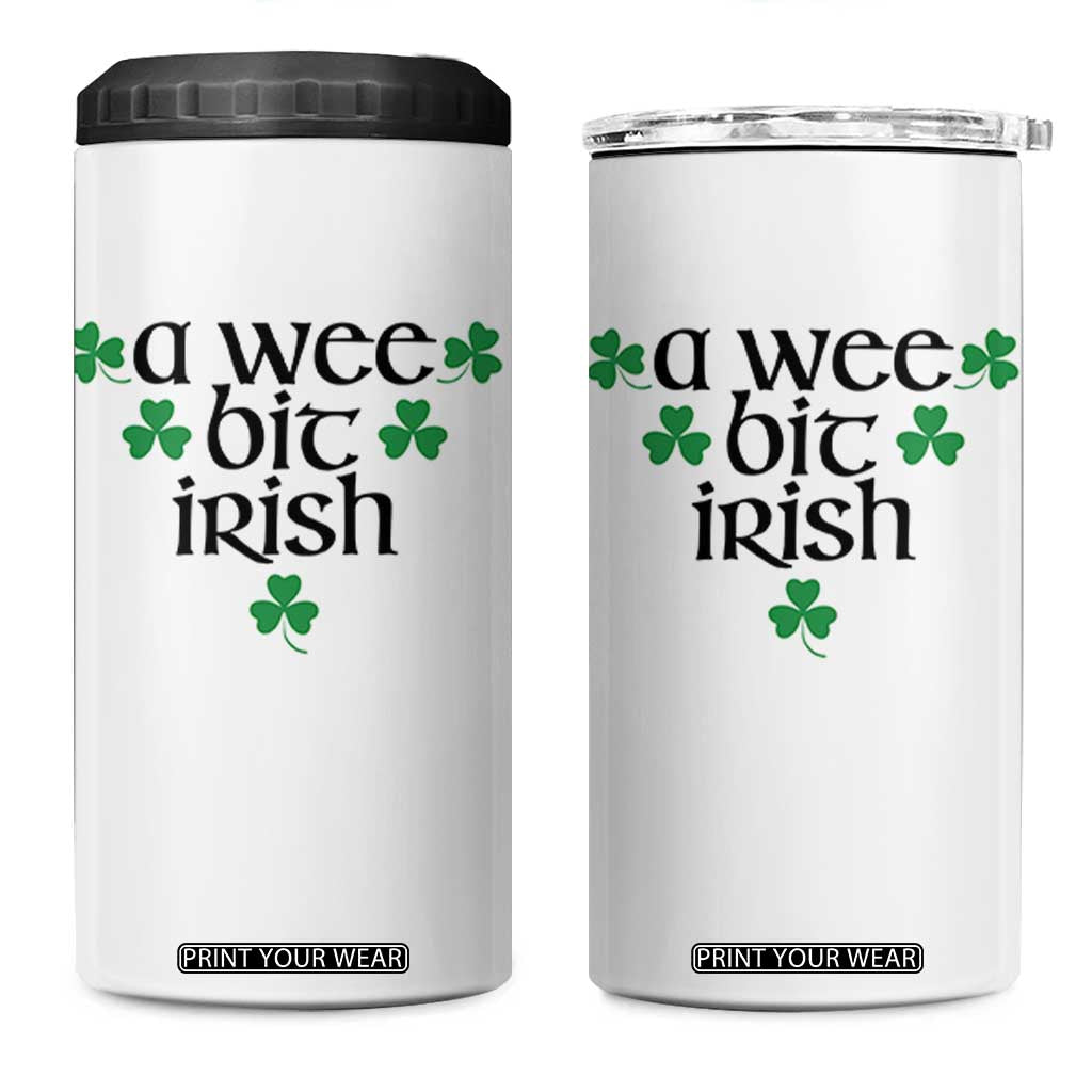 Funny Irish Heritage 4 in 1 Can Cooler Tumbler A Wee Bit Irish St Patrick's Day Shamrock TS11 One Size: 16 oz White Print Your Wear