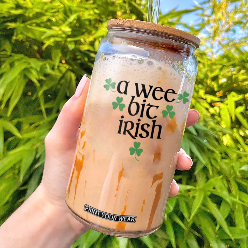 Funny Irish Heritage Glass Can A Wee Bit Irish St Patrick's Day Shamrock TS11 White Print Your Wear