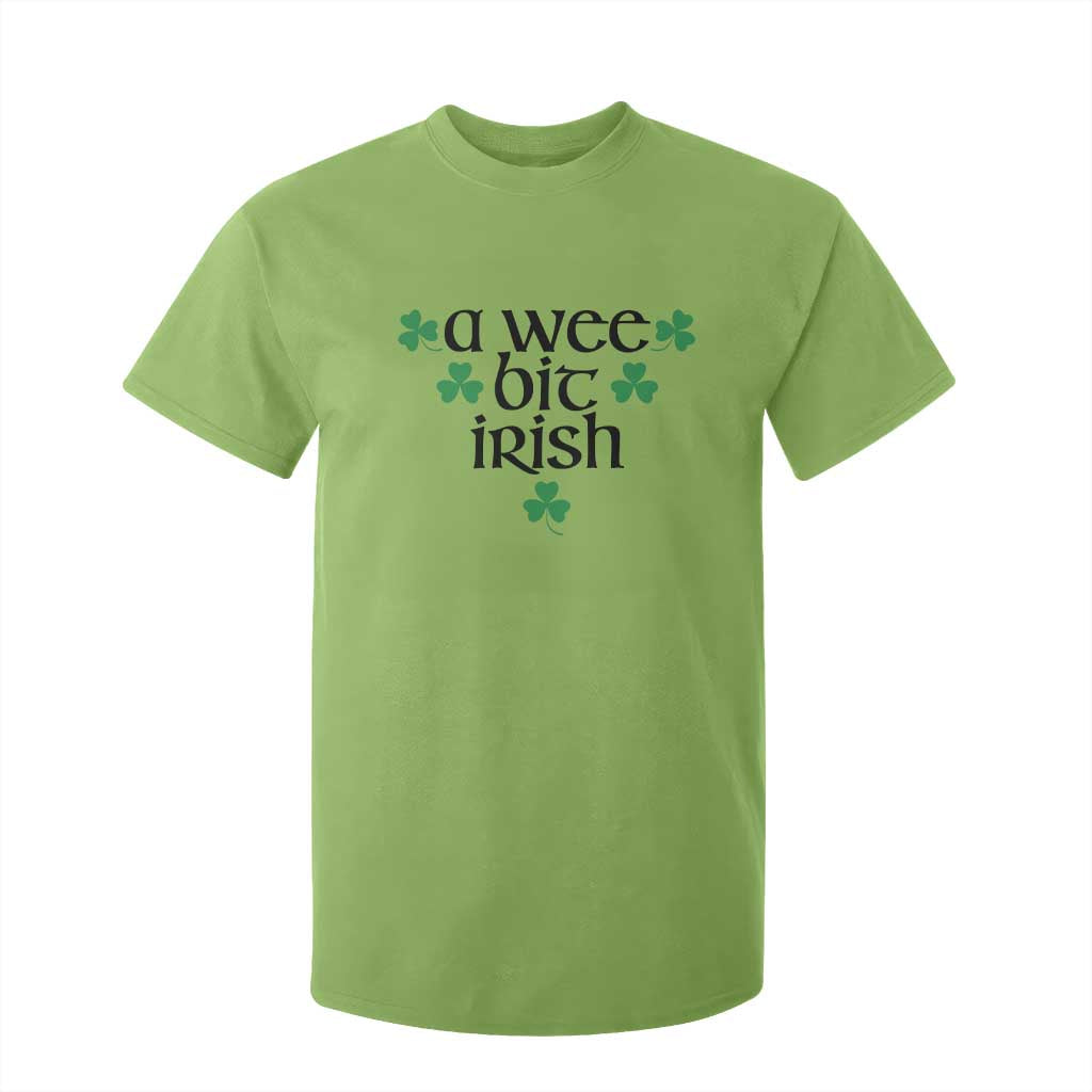 Funny Irish Heritage T Shirt For Kid A Wee Bit Irish St Patrick's Day Shamrock TS11 Lime Print Your Wear