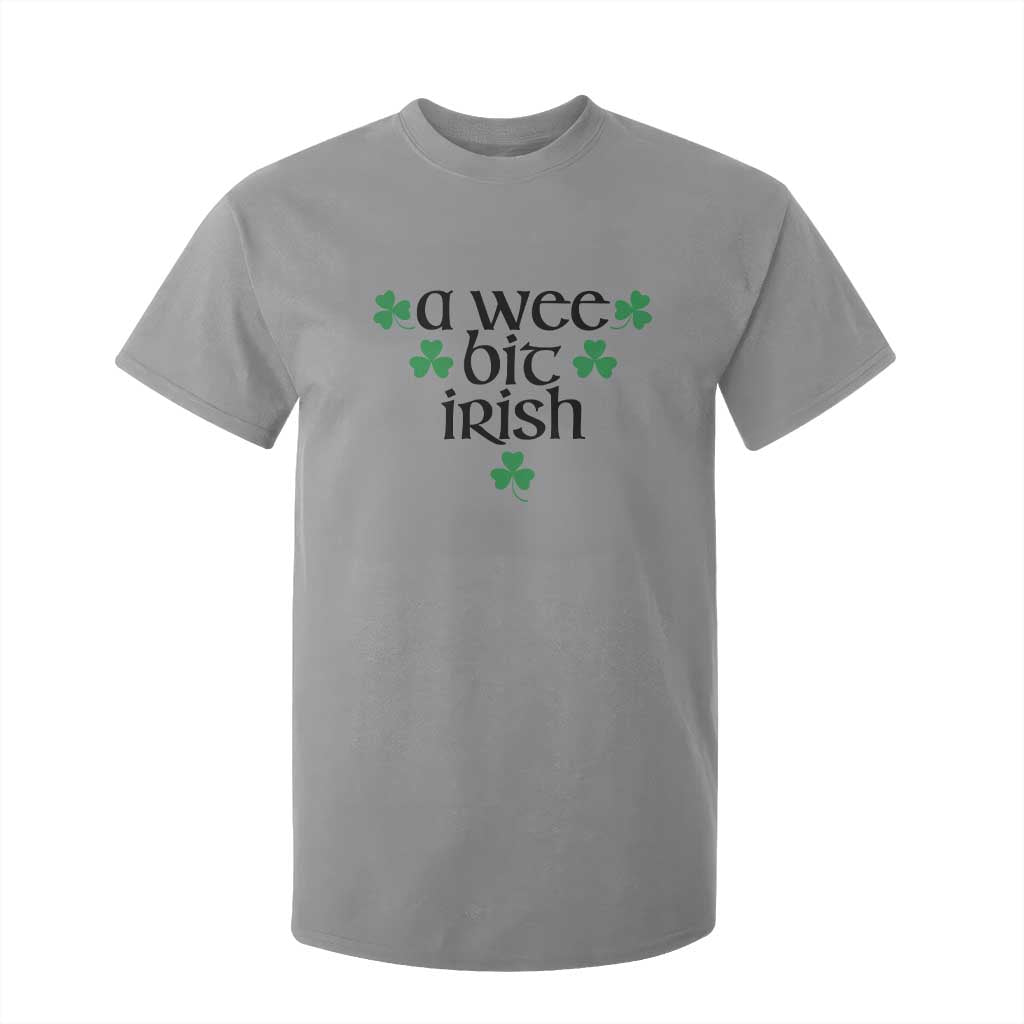 Funny Irish Heritage T Shirt For Kid A Wee Bit Irish St Patrick's Day Shamrock TS11 Sport Gray Print Your Wear