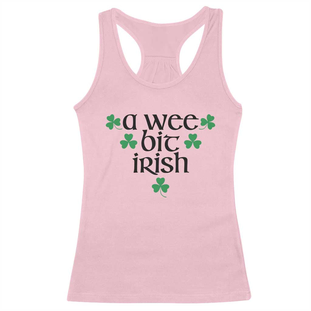Funny Irish Heritage Racerback Tank Top A Wee Bit Irish St Patrick's Day Shamrock TS11 Light Pink Print Your Wear